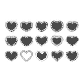60 Pcs PET Transparent Picture Frame Sticker White Lace Heart Scrapbooking Supplies Sticker DIY Journal Collage Card